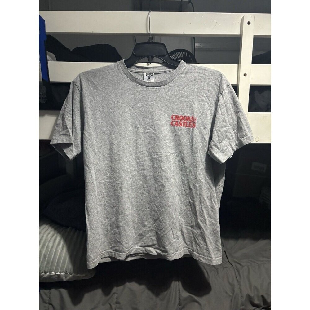 Size L Men’s Crooks And Castles Medusa Print Grey And Red Tee Shirt